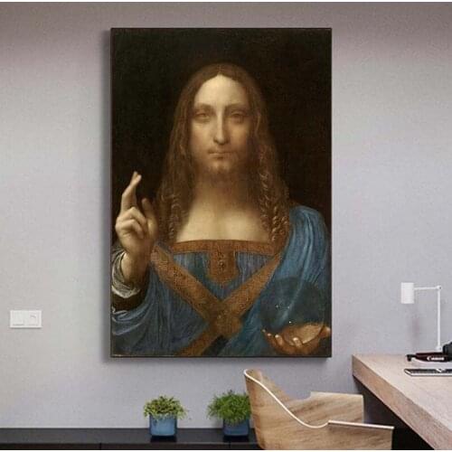 The Salvator Mundi Canvas Paintings On The Wall By Leonardo Da Vinci Famous Wall Art Posters And Prints Cuadros Wall Decoration