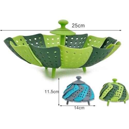 Foldable steamer Cookware Silicone Steaming Food Basket Mesh Silicone Steamer Fruit Vegetable Vapor Cooker Dish Steamer