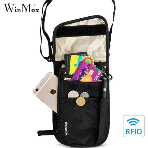 Winmx Fashion Neck Passport Holders Cover Wallet Money Neck Purse Travel Storage Bag Rfid Document Card Passport Holder Pouch
