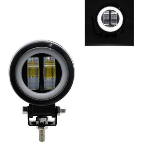 For Angel Eye LED Work Light Round 20W Dustproof IP67 Waterproof Fog Driving Lamp for Car Motorcycle Boat