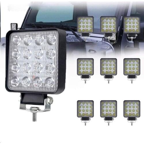 Led Work Light 4 inch 10 X 48W 3500LM Square Waterproof Flood Beam LED Off Road Driving Fog for ATV,SUV,UTV,TruckLights