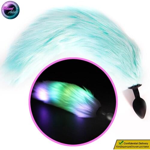 Silicone Bullet Anal Plug Tail Glowing Butt Stopper Dildo Female Masturbator Sexual Cosplay Sex Toys for Women Gay Men Prostate