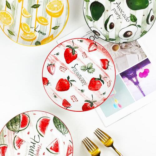 Plate Household Creative Dish Cute Ceramic Rice Bowl Noodle Bowl Plate Japanese Fruit Dish Net Red Salad Bowl Plate