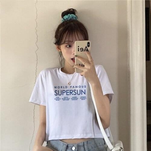 Vintage white Harajuku Ullzang T-shirt Ladies Short T-shirt Graphic Cute Aesthetic T-shirt Top Tee Girl Letter printing clothes