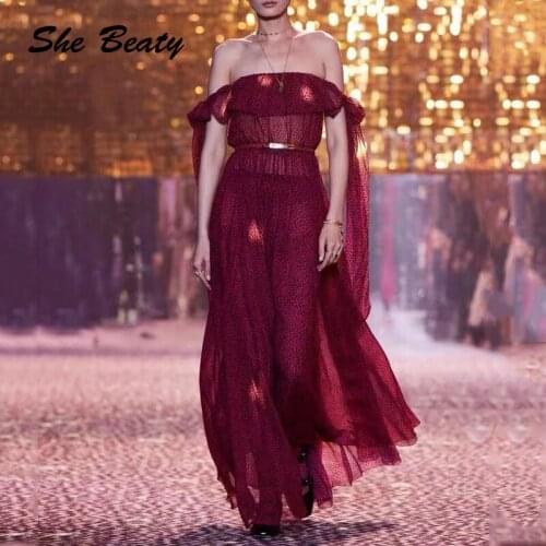 Runway 2021 Dress Women High Quality Autumn Elegant Leopard Printed Sexy Off-Shoulder Strapless Party Designer Traf Maxi Dresses