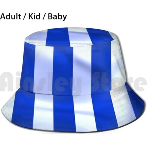 Bright Flag Of White And Blue Stripes Bucket Hat Adult kid baby Beach Sun Hats Wnite And Blue Striped Stripes Fashion Sport
