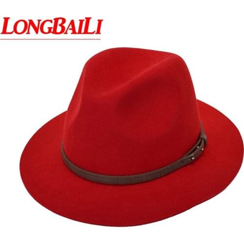 Winter Plain Wool Felt Fedora Hats Women Wide Brim Hat Female Sunbonnet Jazz Hat Free Shipping SDDW095