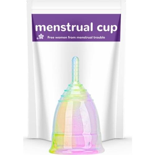 1/2PCS Colorful Menstrual Cup Medical Grade Silicone Menstrual Cup Feminine Hygiene Copa Menstrual Lady Cup Period Cup For Women