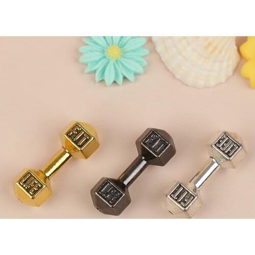 1Pcs Chic Miniature Dumbbells Model Decoration Craft Mini House Dumbbells Toy Mini House Metal Dumbbells Kids Toys