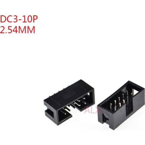 10pcs dc3-10p 2.54MM pitch JTAG ISP MALE SOCKET straight idc box headers PCB CONNECTOR DOUBLE ROW 2x5PIN dc3 10 PIN 10P HEADER