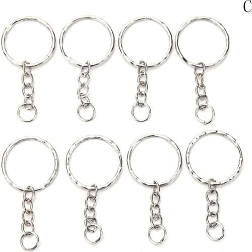 100 Pcs/Set DIY 25mm Keyrings Jewelry Keychain Key Ring Silvery Key Chains Stainless Alloy Circle