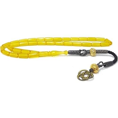 1000 Sterling Silver Handmade Rosary with Kazaz Tassel and Amber Stone