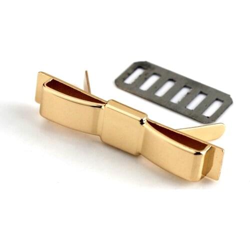 1x Metal Cute Bow clasp buckle conchos Buckles Bag Purse Hat Decor Hardware DIY Leather Craft Accessory Golden 47mm (1-7/8")