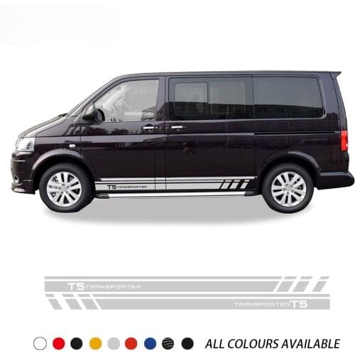 2pcs Side Stripes For VW Volkswagen Transporter T5 T6 Door Side Skirt Stickers Camper Van Vinyl Decal Accessories