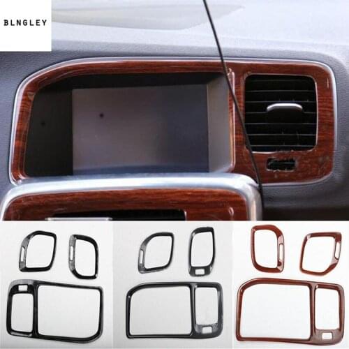 3pcs/lot ABS carbon fiber grain or wooden grain front air conditioning outlet decoration cover for 2014-2018 Volvo S60