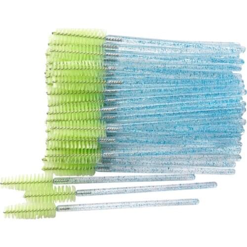 50 Pcs Disposable eyelash brushes Nylon brow brush Crystal Mascara Wands Applicator eyelash Cosmetic comb women Makeup tools