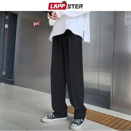 LAPPSTER Men Full Length Harajuku Black Harem Pants 2021 Spring Mens Korean Fashions Casual Baggy Pants Male Solid Joggers 5XL