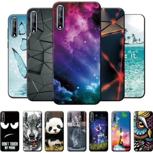 For Huawei Y8P Case 6.3 inch Silicone For Huawei Y8P Case Soft Phone Cover on Huawei Y8P Iron Tower Geometric Back Cover Bumper