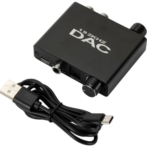 USB DAC 192kHz Digital to Analog Audio Converter with Bass&Volume Adjustment Control Coaxial Toslink to Analog Stereo Audio