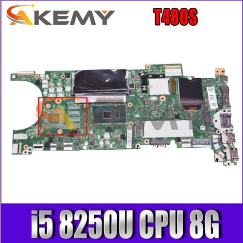 For Lenovo Thinkpad T480S laptop motherboard NM-B471 with CPU i5 8250U 8G-RAM tested 100% working FRU 02HL812 01LV602 Mainboard