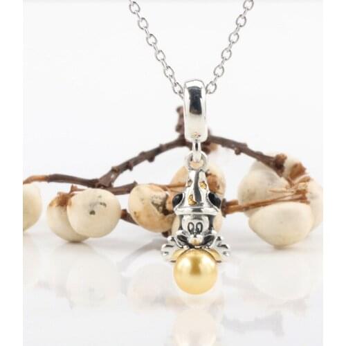 S925 sterling silver magician Mickey pendant Fit Original Charms Necklace
