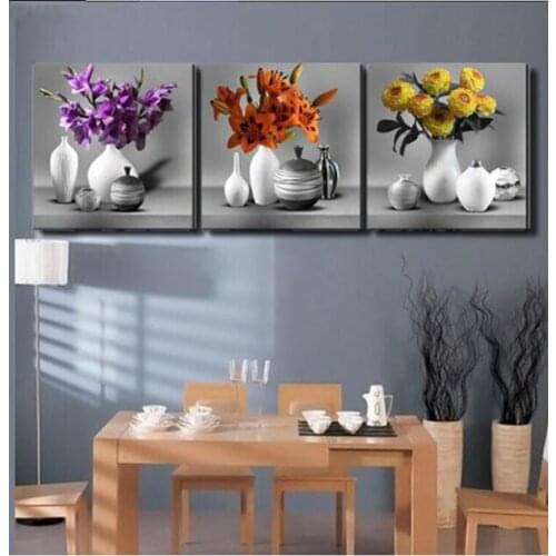 Home Decoration,Triptych,sale Diamond Embroidery,Diamond Painting square vase flower For Kitchen decor Diamond Mosaic FS278