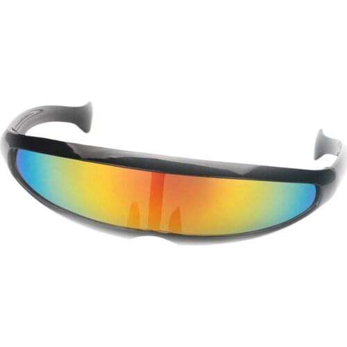 Futuristic Cyclops Visor Sunglasses with Narrow Mirrored Mono Lens