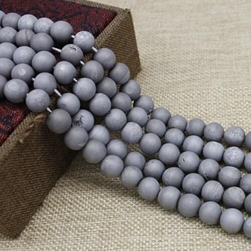 Electroplating Silvery Agates Round Beads Natural Stone Beads Pick Size 8/10mm Beads For Jewelry Making Bracelet Necklace Beads