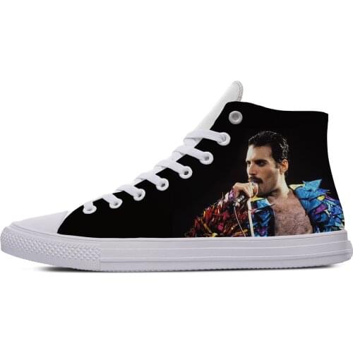Cool Freddie Mercury Queen Rock Hot Handsome Fashion Casual Canvas Shoes Popular Breathable Lightweight Sneakers Men Women