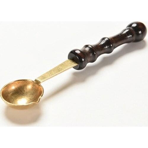 Copper Spoon for Melt Wax Melte Dissolve Wax Seal Stamp Envelope DIY Craft Retro wood handle lacquer spoon Crafts Candle Making