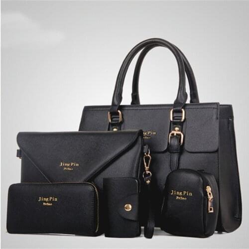 Fashion Women 5 Piece/set Handbag Purse Set Classic Messenger Bag Imitation Leather Shoulder Bag 6 Colors Ladies PU Bag