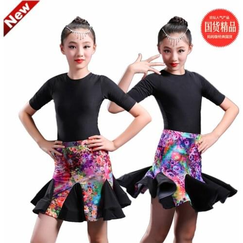 Fashion short sleeve sexy Latin dance -piece dresses for little girl/children/kids,ballroom costume performance wear