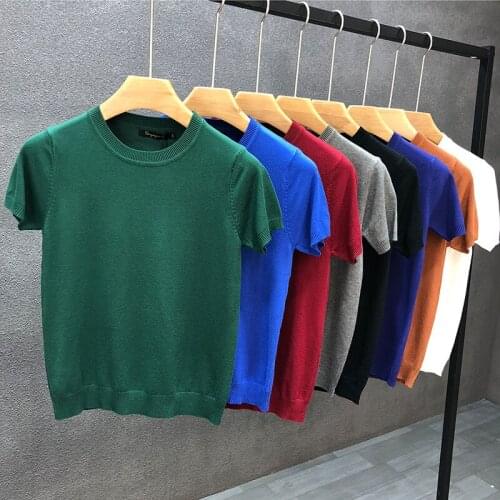 2021 New Summer Pullover Men Knitwear Men Sweater Men Streetwear Sweater Male Knitwear Man Sweater Round Neck Short Sleeve O17