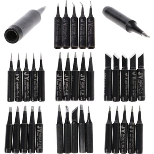 6 Pattern 5 Pcs 900M-T Copper Replacement Bevel Style Soldering Iron Solder Tip Lead-free For Hakko 936/Saike 936 852d+ 909D