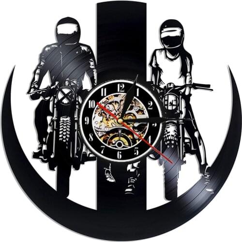 Wall Clock For Motorized Garage Decorative Motorcycle Accessories Retro Vinyl Record Wall Clock Vintage Motorcycle Home Decor