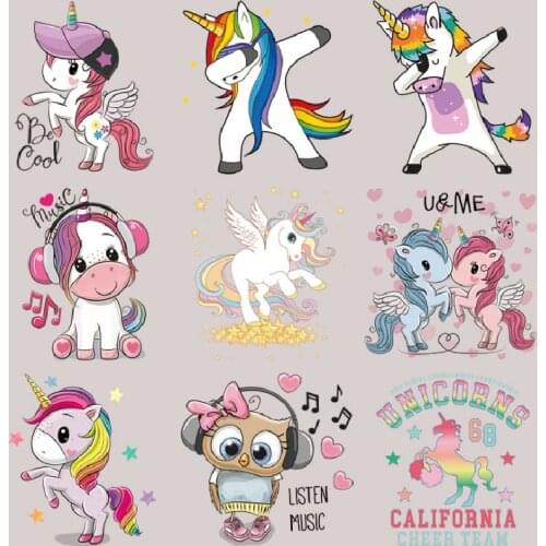 NEW Unicorn Iron On Patch Baby Clothes Girls Boys Iron On Clothes DIY Patch Heat Transfer Accessory Stickers For Clothes