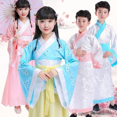Childrens Hanfu new costume boy three-character by the disciples of the national school performance reading service