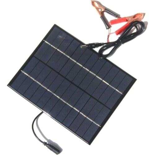 Portable 12V 5.2W Solar Panel Power Bank DIY Solar Charger External Battery for Car W/Crocodile Clips Outdoor Charger Solar Cell
