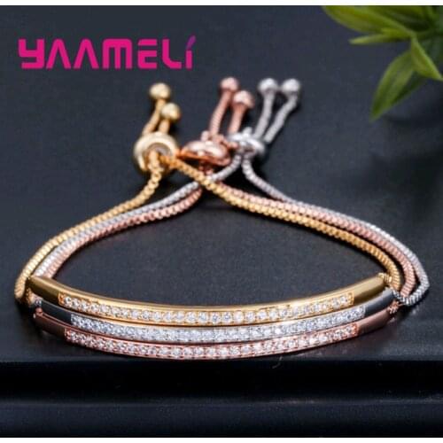 Retro Korean Style Gold Crystal Bracelet For Women Girls Party 925 Sterling Silver Fashion Jewelry Valentines Day Gift Wholesale