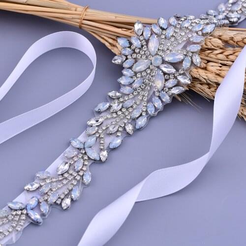 Opal Bridesmaid Sash Crystal Wedding Dress Blet Bridal Belt Belt for Women Wedding Accessories Belt for Evening Dressses ZMS11A