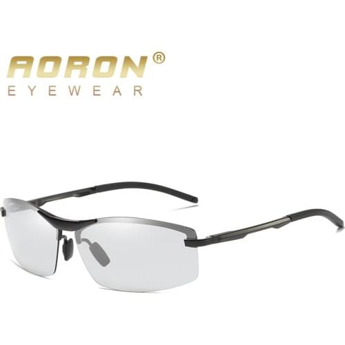 AORON Photochromic Polarized Sunglasses Men Discoloration Eyewear Anti Glare UV400 Glasses Driving Goggles