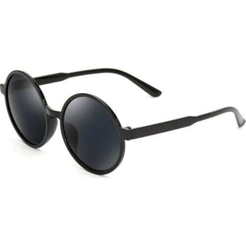RHAMAI Classic Vintage Round Sunglasses Men Brand Designer Sun Glasses Women Individual Frame Black lens Eyewear Driving