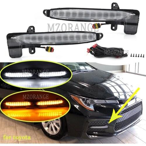 LED DRL headlights For Toyota Corolla SE 2020 2021 Daylights Yellow Turn Signal Car Daytime Running Light foglights accessories