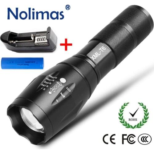 LED Rechargeable Flashlight 18650 4000LM Torch 5 Modes Zoomable Tactical Powerful T6 Flashlights XML Outdoor Camping Lanterna