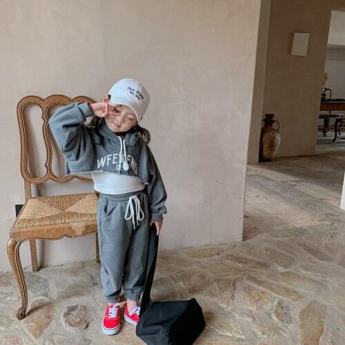 Girls Suits Sweatshirts +Pants 2021 Letters Thicken Winter Autumn Warm Kids Teenagers Outwear Kids Cotton Sport Suits Children C