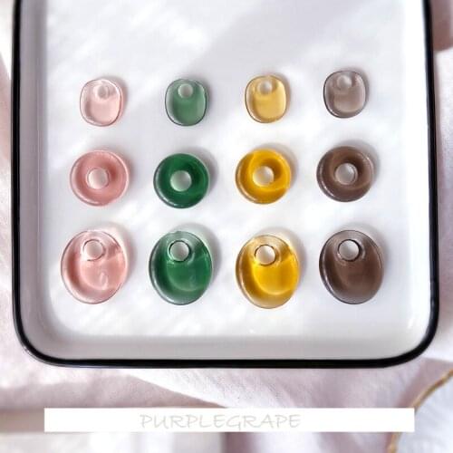 10pcs Vintage Resin Ear Stud Material Translucent Oval round Ring Pendant Handmade DIY Earrings Accessories