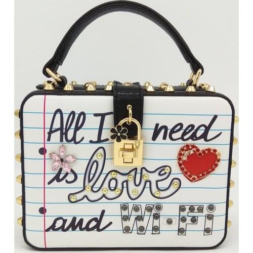 European and American Womens Bags 2020 English Alphabet Printing Box Bag Portable Diagonal Bag Fashion Luxury Small Square Bags