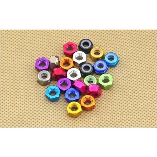 Spot aluminum alloy locking anti-loosening nut locking self-locking nylon ring colored screw cap 10PCS