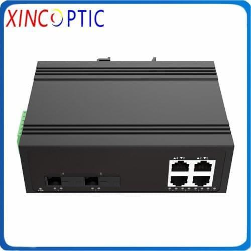 1000M 2Fiber and 4RJ45 Unmanaged Fiber Switch,10/100/1000M 2Fiber+4RJ45 Din Rail Mounted Industrial POE Optic Switch