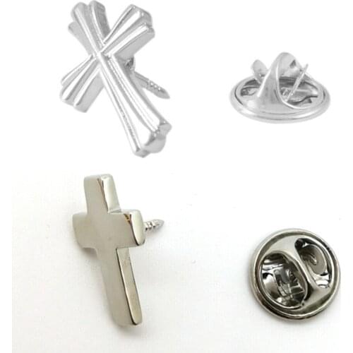 20pcs/lot Jesus Cross Design Brooch Pins Badges Lapel Collar Sticker Men&Women Suit Brooches Fashion Jewelry Gift Wholesale